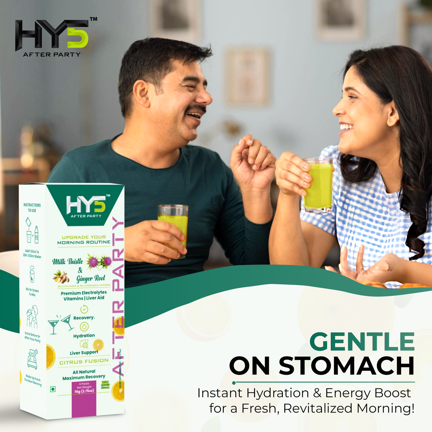 HY5 After Party Gentle on Stomach for Instant Hydration & Energy Boost for a Fresh, Revitalized Morning!