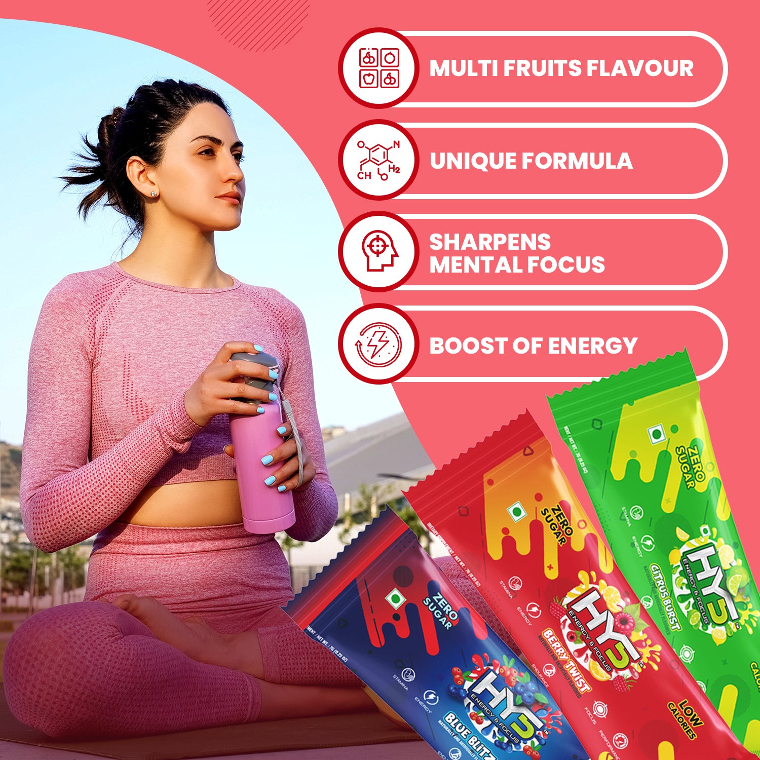 Hy5 Energy and Focus Sachets, Including Multi Fruits Flavour, Unique Formula, Sharpens Mental Focus, Boost of Energy.